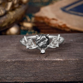 Nature-Inspired 4-Prong Round Natural Black Rutilated Quartz Engagement Ring